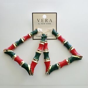 Red & Green Bamboo Style Earrings